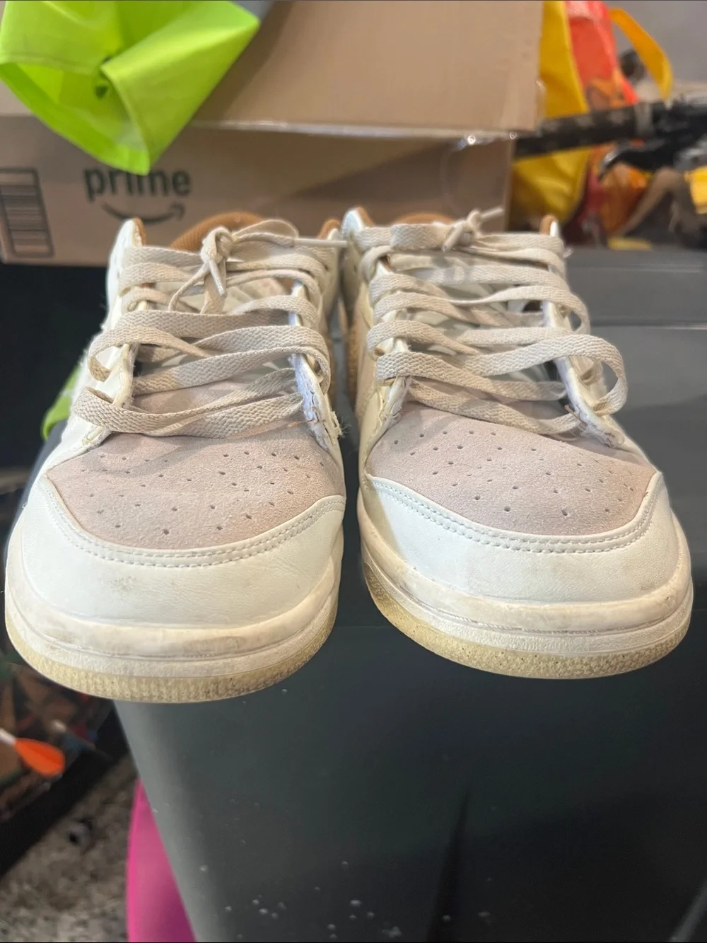 Nike Dunk Low-Top Sneakers in Beige and Cream